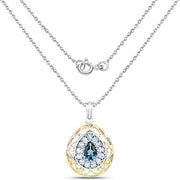 Bids.com 18K Yellow Gold Plated 4.44 Carat Genuine London Blue Topaz and Blue Topaz .925 Sterling Silver Pendant Pendants White Smoke