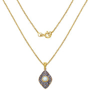 Bids.com 14K Yellow Gold Plated 1.82 Carat Genuine Ethiopian Opal & Tanzanite .925 Sterling Silver Pendant Pendants White Smoke