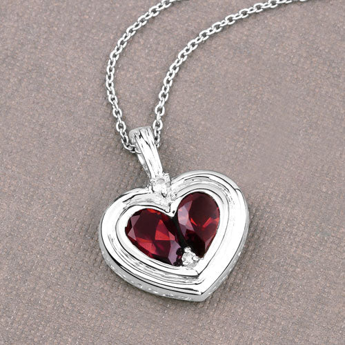 Bids.com 2.66 Carat Genuine Garnet and White Topaz .925 Sterling Silver Pendant Pendants Rosy Brown size 18.00
