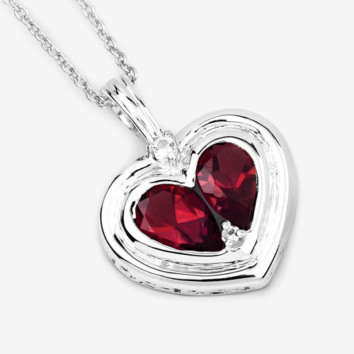 Bids.com 2.66 Carat Genuine Garnet and White Topaz .925 Sterling Silver Pendant Pendants White Smoke size 18.00