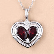 Bids.com 2.66 Carat Genuine Garnet and White Topaz .925 Sterling Silver Pendant Pendants Peach Puff size 18.00