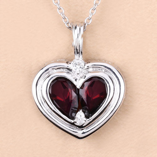 Bids.com 2.66 Carat Genuine Garnet and White Topaz .925 Sterling Silver Pendant Pendants Peach Puff size 18.00