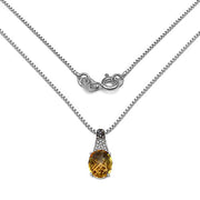 Bids.com 4.50 Carat Genuine Citrine, Champagne Diamond & White Diamond .925 Sterling Silver Pendant Pendants White Smoke