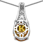Bids.com 4.50 Carat Genuine Citrine, Champagne Diamond & White Diamond .925 Sterling Silver Pendant Pendants White Smoke
