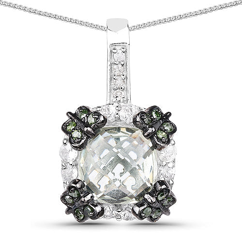 Bids.com 2.72 Carat Genuine Multi Stones .925 Sterling Silver Pendant Pendants White Smoke Default Title