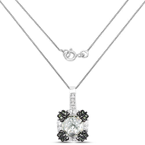 Bids.com 2.72 Carat Genuine Multi Stones .925 Sterling Silver Pendant Pendants White Smoke