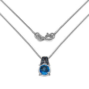 Bids.com 4.94 Carat Genuine Swiss Blue Topaz, Blue Diamond & White Diamond .925 Sterling Silver Pendant Pendants White Smoke