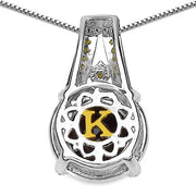 Bids.com 3.16 Carat Genuine Smoky Quartz, Yellow Diamond & White Diamond .925 Sterling Silver Pendant Pendants White Smoke