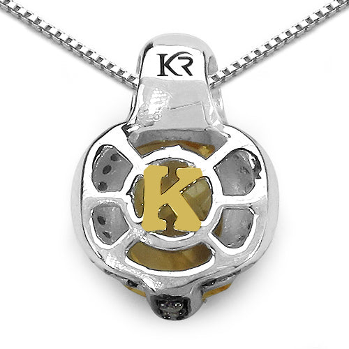 Bids.com 2.91 Carat Genuine Citrine, Champagne Diamond & White Diamond .925 Sterling Silver Pendant Pendants White Smoke