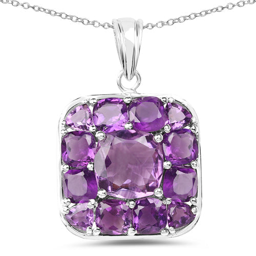 Bids.com 8.20 Carat Genuine Amethyst .925 Sterling Silver Pendant Pendants White Smoke Default Title