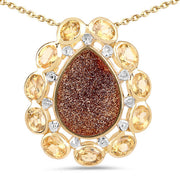 Bids.com 14K Yellow Gold Plated 5.14 Carat Genuine Red Droozi and Citrine .925 Sterling Silver Pendant Pendants White Smoke Default Title