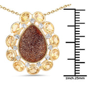 Bids.com 14K Yellow Gold Plated 5.14 Carat Genuine Red Droozi and Citrine .925 Sterling Silver Pendant Pendants White Smoke