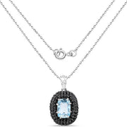 Bids.com 6.70 Carat Genuine Blue Topaz and Black Spinel .925 Sterling Silver Pendant Pendants White Smoke