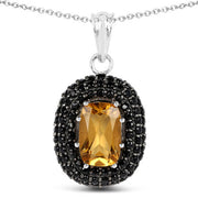 Bids.com 5.85 Carat Genuine Citrine and Black Spinel .925 Sterling Silver Pendant Pendants White Smoke Default Title