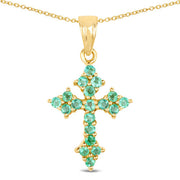 Bids.com 14K Yellow Gold Plated 1.05 Carat Genuine Zambian Emerald .925 Sterling Silver Pendant Pendants White Smoke Default Title
