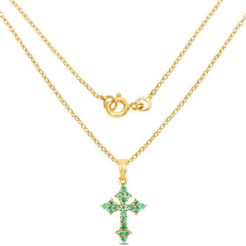 Bids.com 14K Yellow Gold Plated 1.05 Carat Genuine Zambian Emerald .925 Sterling Silver Pendant Pendants White Smoke