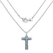 Bids.com 3.32 Carat Genuine Ethiopian Opal and Tanzanite .925 Sterling Silver Pendant Pendants White Smoke