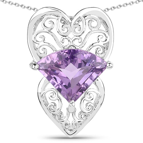 Bids.com 5.80 Carat Genuine Amethyst .925 Sterling Silver Pendant Pendants White Smoke Default Title