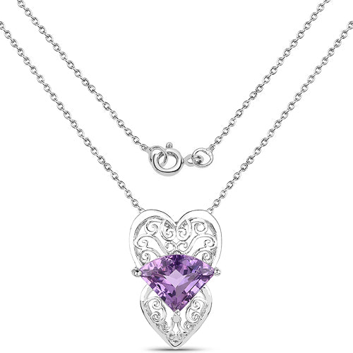 Bids.com 5.80 Carat Genuine Amethyst .925 Sterling Silver Pendant Pendants White Smoke