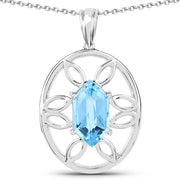Bids.com 6.17 Carat Genuine Swiss Blue Topaz .925 Sterling Silver Pendant Pendants White Smoke Default Title