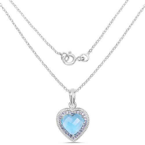 Bids.com 7.36 Carat Genuine Blue Topaz and Tanzanite .925 Sterling Silver Pendant Pendants White Smoke