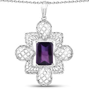 Bids.com 7.80 Carat Genuine Amethyst .925 Sterling Silver Pendant Pendants White Smoke Default Title
