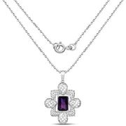Bids.com 7.80 Carat Genuine Amethyst .925 Sterling Silver Pendant Pendants White Smoke