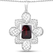 Bids.com 8.00 Carat Genuine Garnet .925 Sterling Silver Pendant Pendants White Smoke Default Title