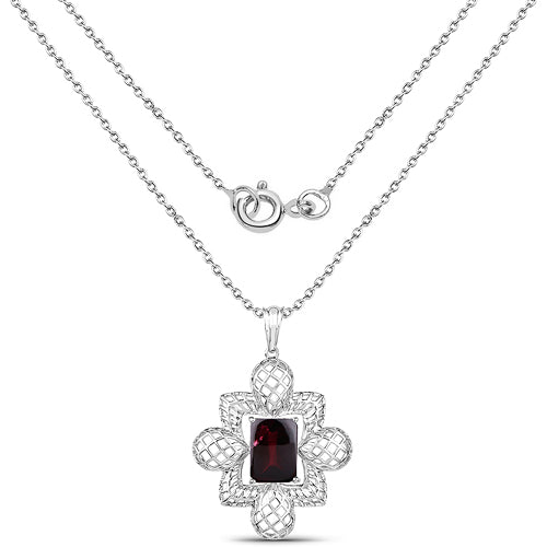 Bids.com 8.00 Carat Genuine Garnet .925 Sterling Silver Pendant Pendants White Smoke