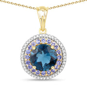 Bids.com "5.10 Carat Genuine London Blue Topaz, Tanzanite and White Topaz .925 Sterling Silver Pendant Pendants White Smoke Default Title