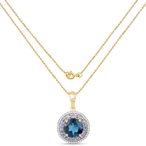 Bids.com "5.10 Carat Genuine London Blue Topaz, Tanzanite and White Topaz .925 Sterling Silver Pendant Pendants White Smoke