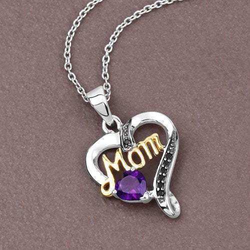 Bids.com 0.48 Carat Genuine Amethyst and Black Spinel .925 Sterling Silver Pendant Pendants Slate Gray size 18.00