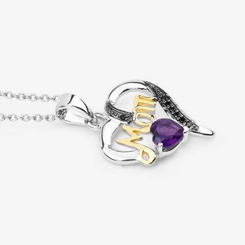 Bids.com 0.48 Carat Genuine Amethyst and Black Spinel .925 Sterling Silver Pendant Pendants White Smoke size 18.00