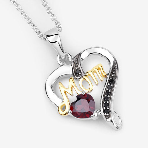 Bids.com 0.55 Carat Genuine Garnet and Black Spinel .925 Sterling Silver Pendant Pendants White Smoke size 18.00