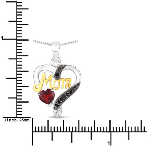 Bids.com 0.55 Carat Genuine Garnet and Black Spinel .925 Sterling Silver Pendant Pendants White Smoke size 18.00