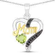 Bids.com 0.49 Carat Genuine Peridot and Black Spinel .925 Sterling Silver Pendant Pendants White Smoke size 18.00