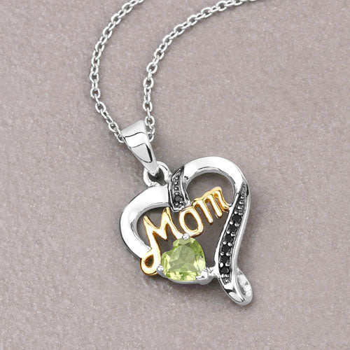 Bids.com 0.49 Carat Genuine Peridot and Black Spinel .925 Sterling Silver Pendant Pendants Dark Gray size 18.00