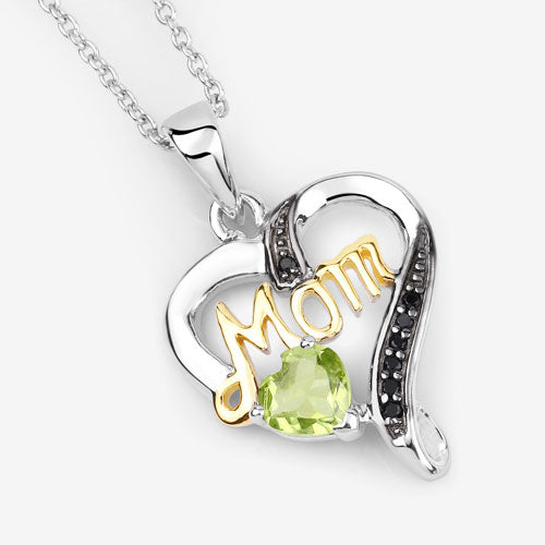 Bids.com 0.49 Carat Genuine Peridot and Black Spinel .925 Sterling Silver Pendant Pendants White Smoke size 18.00