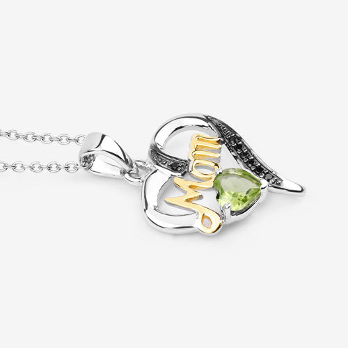 Bids.com 0.49 Carat Genuine Peridot and Black Spinel .925 Sterling Silver Pendant Pendants White Smoke size 18.00