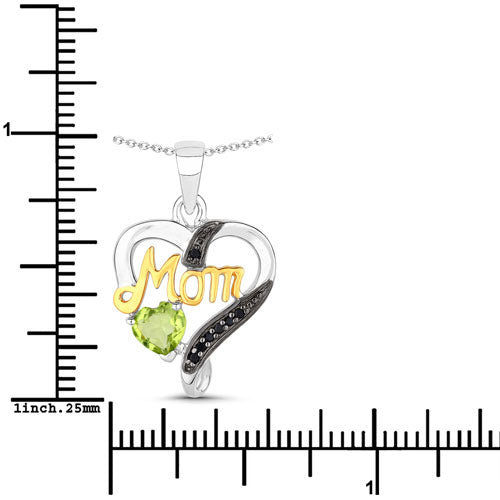 Bids.com 0.49 Carat Genuine Peridot and Black Spinel .925 Sterling Silver Pendant Pendants White Smoke size 18.00