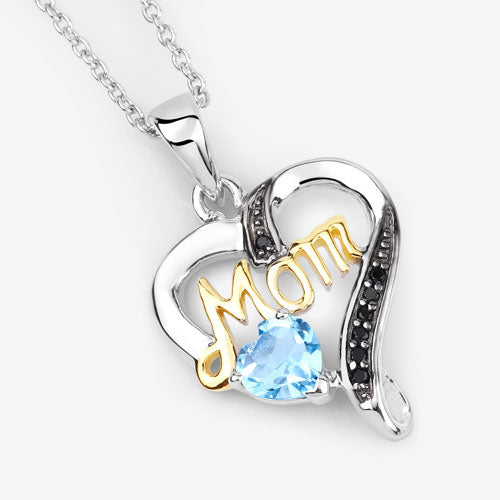 Bids.com 0.57 Carat Genuine Swiss Blue Topaz and Black Spinel .925 Sterling Silver Pendant Pendants White Smoke size 18.00