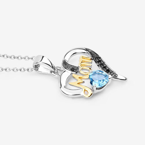 Bids.com 0.57 Carat Genuine Swiss Blue Topaz and Black Spinel .925 Sterling Silver Pendant Pendants White Smoke size 18.00
