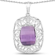 Bids.com 7.30 Carat Genuine Amethyst .925 Sterling Silver Pendant Pendants White Smoke Default Title