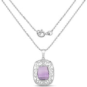 Bids.com 7.30 Carat Genuine Amethyst .925 Sterling Silver Pendant Pendants White Smoke