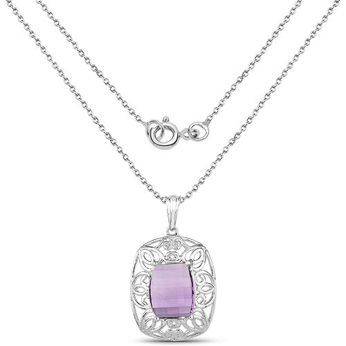 Bids.com 7.30 Carat Genuine Amethyst .925 Sterling Silver Pendant Pendants White Smoke