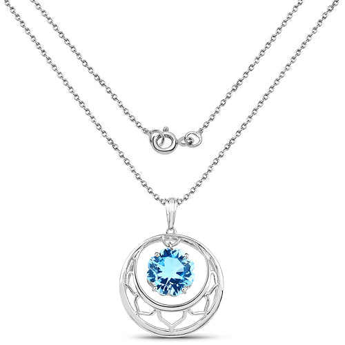 Bids.com 8.75 Carat Genuine Swiss Blue Topaz .925 Sterling Silver Pendant Pendants White Smoke