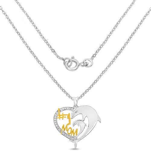 Bids.com Two Tone Plated 0.14 Carat Genuine White Diamond .925 Sterling Silver Pendant Pendants White Smoke