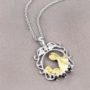 Bids.com 0.12 Carat Genuine Blue Sapphire .925 Sterling Silver Pendant Pendants Dark Gray size 18.00