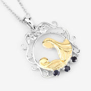 Bids.com 0.12 Carat Genuine Blue Sapphire .925 Sterling Silver Pendant Pendants White Smoke size 18.00