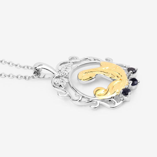 Bids.com 0.12 Carat Genuine Blue Sapphire .925 Sterling Silver Pendant Pendants White Smoke size 18.00